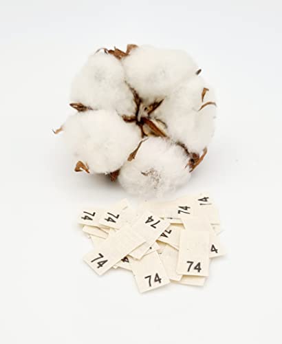 Hödtke Vertrieb 25 Textiletiketten mit Größenangabe 74 auf Naturbaumwollband von Hödtke Vertrieb