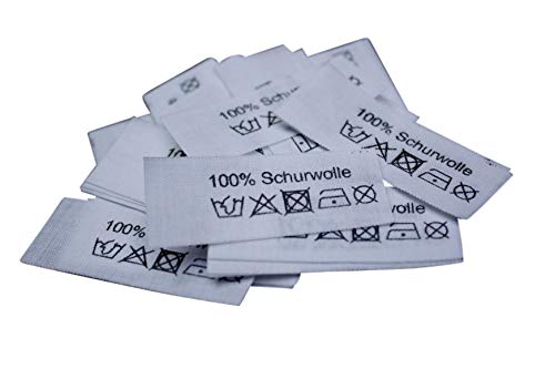 Hödtke Vertrieb 50 Textiletiketten 100% Schurwolle - Handwäsche von Hödtke Vertrieb