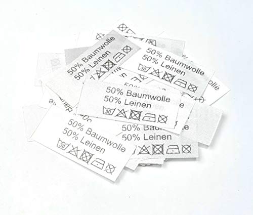 Hödtke Vertrieb Textiletiketten 50% Baumwolle 50% Leinen 50 Stück von Hödtke Vertrieb