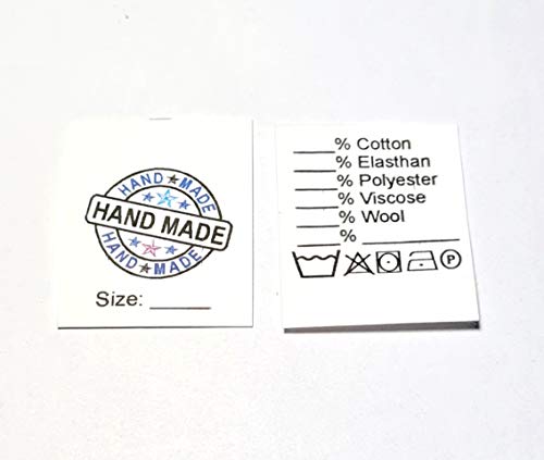 Hödtke Vertrieb Textiletiketten Hand Made Universal mit Materialangabe in englischer Sprache auf Polyestertaftband / 25St. von Hödtke Vertrieb