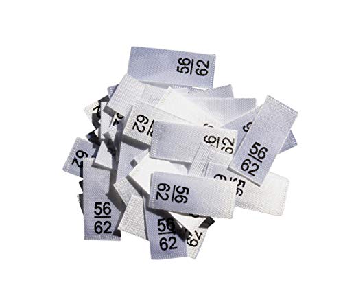 Hödtke Vertrieb Textiletiketten in verschiedenen Ausführungen von Doppelgröße 40/42 bis 164/170 auf Polyestersatinband (56/62) von Hödtke Vertrieb