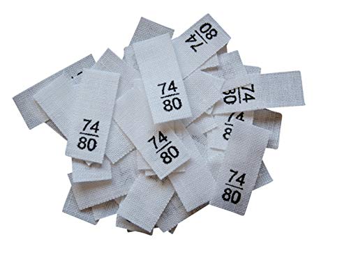 Hödtke Vertrieb Textiletiketten: 25 Stück, Größe 40/42-164/170, Mischband (74/80), Gelb, Rechteckig von Hödtke Vertrieb