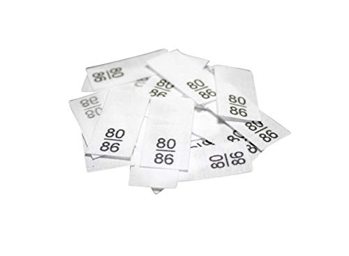 Hödtke Vertrieb Textiletikettenetiketten in verschiedenen Ausführungen von Doppelgröße 40/42 bis 164/170 auf Mischband (80/86) von Hödtke Vertrieb