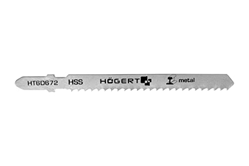 Högert Technik - 5 x Stichsägeblatt für Metallschnitte - Gesamtlänge: 100 mm - 8 TPI - Aus HSS-Stahl - Stichsägeblatt für die Bearbeitung von metallischen Werkstoffen, Stahl, Aluminium und Plastik von Högert Technik