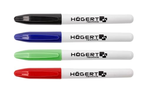 Högert Technik - Permanent Marker 4 Stk. -Mix - Markerset in 4 Farben erhältlich - Wasserfester Stift für Glas, Metall, Holz & Co von Högert Technik