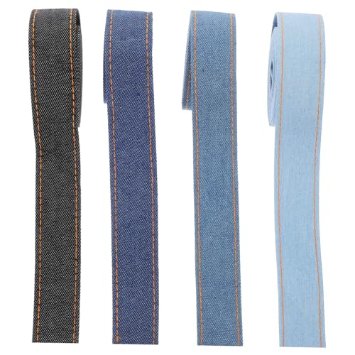 Hoement 4 Rollen Denim Stoffband Breit Langlebiges DIY Bastelband in Modischen Farben Vielseitiges Geschenkband für Kleidung Verpackung und Kreative Schleifen pro Farbe Hoement 4 Rollen Denim Stoffband Breit Langlebiges DIY Bastelband in Modischen Farben Vielseitiges Geschenkband für Kleidung Verpackung und Kreative Schleifen pro Farbe von Hoement