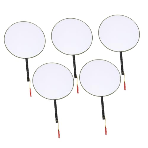 Hoement 5 Stück Teiliges DIY Malset Fächer Blanko zum Bemalen Silk Material Kreative Geschenkidee für Jungen Mädchen Hand Augen Koordination von Hoement