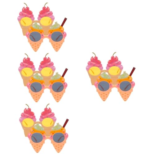 Hoement 8 Stck. Hawaii Party Brillen mit Lustigem Eiscreme Design Stabile Fotorequisite für Strand und Poolparty Auffällige Randlose Sonnenbrillen für Damen und Herren von Hoement