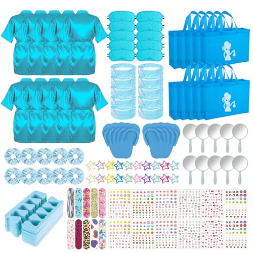 Hoemwarm 122-teiliges blaues Mädchen-Spa-Party-Set, 10er-Pack, Schlummer-Partygeschenke mit Satin-Bademänteln, Tragetaschen und Nagelsalon-Zubehör für Kinder, Spa, Geburtstag, Halloween Hoemwarm 122-teiliges blaues Mädchen-Spa-Party-Set, 10er-Pack, Schlummer-Partygeschenke mit Satin-Bademänteln, Tragetaschen und Nagelsalon-Zubehör für Kinder, Spa, Geburtstag, Halloween von Hoemwarm