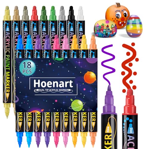 Acrylfarben stifte, Acrylstifte für Steine Wasserfest 18 Farben Dual Tip Tifte für Steine Bemalen, Multimarker Doppelspitze Acryl Permanent Marker für Holz, Leinwand, Glas, Papier, Fotoalbum Acrylfarben stifte, Acrylstifte für Steine Wasserfest 18 Farben Dual Tip Tifte für Steine Bemalen, Multimarker Doppelspitze Acryl Permanent Marker für Holz, Leinwand, Glas, Papier, Fotoalbum von Hoenart