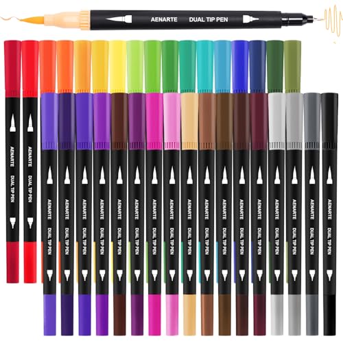Hoenart Dual Brush Pen Set, 24 Farben Filzstifte für Erwachsene, Filzstifte Dicke und Dünne, Für Bullet Journal, Malbücher, Handlettering, Mandala stifte Malstifte Hoenart Dual Brush Pen Set, 24 Farben Filzstifte für Erwachsene, Filzstifte Dicke und Dünne, Für Bullet Journal, Malbücher, Handlettering, Mandala stifte Malstifte von Hoenart