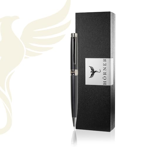 Hörner Excelsior – Kugelschreiber hochwertig mit Gravur | Personalisierter Stift Geschenk für Männer & Frauen | Graviert | Schwarz | Blau schreibend I Personalisierte Geschenke Hörner Excelsior – Kugelschreiber hochwertig mit Gravur | Personalisierter Stift Geschenk für Männer & Frauen | Graviert | Schwarz | Blau schreibend I Personalisierte Geschenke von Hörner