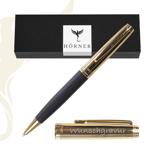 Hörner Legno Kugelschreiber mit Gravur I Ebenholz-Gold I Premium Design I Edle Geschenk-Box I Schreibfarbe Blau I Strichstärke M 1 mm I Drehkugelschreiber I Hochwertiger Holzkugelschreiber Hörner Legno Kugelschreiber mit Gravur I Ebenholz-Gold I Premium Design I Edle Geschenk-Box I Schreibfarbe Blau I Strichstärke M 1 mm I Drehkugelschreiber I Hochwertiger Holzkugelschreiber von Hörner