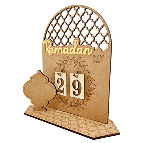 Hoffnugshween Ramadan Kalender aus Holz Eid Mubaraks Adventskalender Kalender Holz Countdown Kalender Dekorationen für Zuhause Elegant DIY Ornament für Islamische Home Party Handwerk Ornament (Kranz) von Hoffnugshween