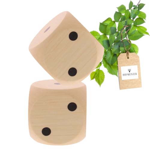 2X HOFMEISTER® Würfel Augenzahlen Holz 3cm - Holzwürfel Kinder Erwachsene Spielen Brettspiel Party Spieleabend Partyspiel, 100% Naturprodukt unbehandelt aus heimischem Buchenholz, 3 x 3 cm von Hofmeister Holzwaren