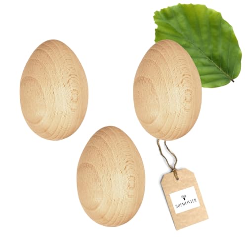 Hofmeister Holzwaren 3X Stopf-Ei Holz Fingerhut Fingerschutz - zum Stopfen von Löchern in der Kleidung, schützt die Finger vor der Nähnadel, 100% Naturprodukt aus EU Buchenholz, 6 cm von Hofmeister Holzwaren