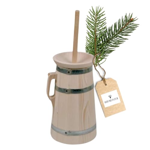 HOFMEISTER® Butterfass aus Holz, für 2 Liter Sahne, Butter selber Machen, authentische Böttcherware aus unbehandelter Fichte, zur Dekoration oder als Geschenk, 42 cm von Hofmeister Holzwaren