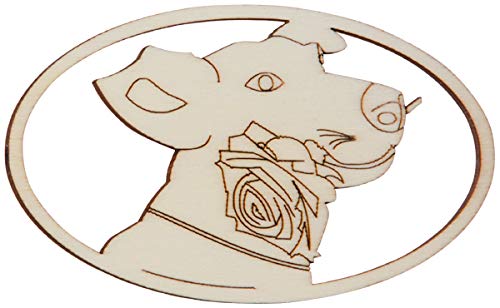 HOFMEISTER® Fensterbild aus Holz (Hund mit Rose im Maul, oval gerahmt) von Hofmeister Holzwaren