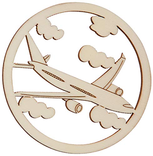 HOFMEISTER® Fensterbild aus Holz (Passagierflugzeug in den Wolken, rund gerahmt) von Hofmeister Holzwaren