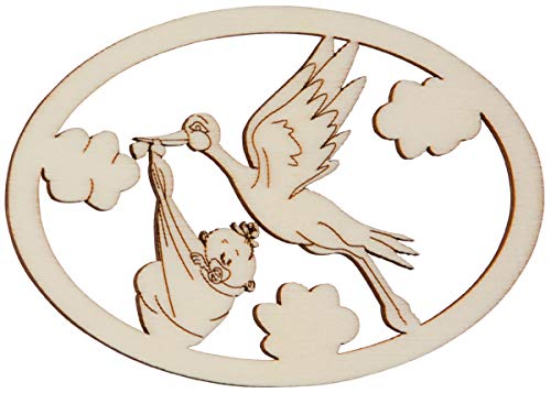 HOFMEISTER® Fensterbild aus Holz (Storch mit Baby, oval gerahmt) von Hofmeister Holzwaren