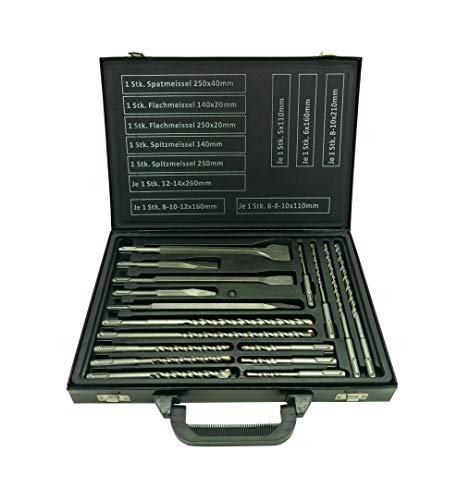SDS Plus Bohrer und Meißel Set 17 teiliger Satz im Metallkoffer SDS Plus Bohrer und Meißel Set 17 teiliger Satz im Metallkoffer von Hoga