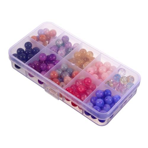 Hohopeti 1 Schachtel Bunte Glasperlen Rund Glatt mit Kleine Schmuckperlen für Armbänder und Halsketten DIY Schmuckherstellung Verschleißfest Vielseitig für Kreative Bastelprojekte von Hohopeti