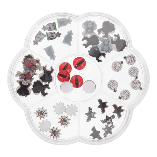 Hohopeti 1 Schachtel Halloween Nail Schmuck aus Stabilem Resin mit Geistern Spinnen Fledermäusen Kreative Nail Art Charms für DIY Maniküre Party Festliches Halloween Make-up von Hohopeti