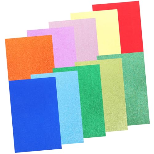 Hohopeti 10 Blatt Glitzerpapier Bastelpapier Glitzer Karton Papier Funkelndes Leichtes Glitter Cardstock für DIY Projekte Scrapbooking Grußkarten Handliche Flexible Bastelmaterialien von Hohopeti