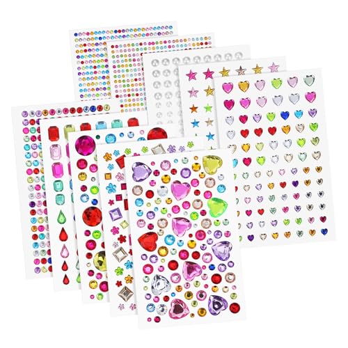 Hohopeti 10 Blatt Selbstklebende Strass Sticker Glitzer Schmuck Aufkleber für Basteln DIY Dekoration Vielseitig Einsetzbar Rückstandsfrei Ablösbar Bunte Designs Hohopeti 10 Blatt Selbstklebende Strass Sticker Glitzer Schmuck Aufkleber für Basteln DIY Dekoration Vielseitig Einsetzbar Rückstandsfrei Ablösbar Bunte Designs von Hohopeti
