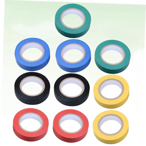 Hohopeti 10 Rollen Teiliges PVC Isolierband Wasserdichtes Elektrisches Klebeband mit Je Grün Blau Gelb Schwarz Rot Lang Flammhemmend Kältebeständig für Industrie und Heimwerker Reparaturen von Hohopeti