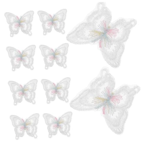Hohopeti 10 Stück Doppellagige Schmetterling Applikationen Organza Patches zum Aufnähen Feine Stickerei für DIY Kleidung Brautkleider Haarschmuck Leichte Handgenähte Verzierungen von Hohopeti
