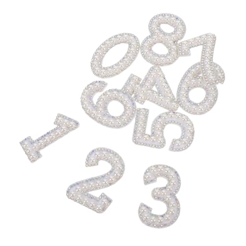 Hohopeti 10 Stück Kunstperlen Strass Zahlen Aufnäher Aufbügler 0-9 Strass Bling Zahlen Aufnäher Glitzer Aufnäher Applikation Aufnäher Für Kleidung Stoff DIY Basteln von Hohopeti