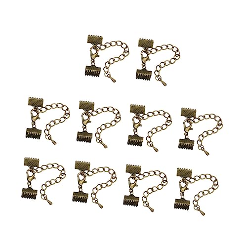 Hohopeti 10 Stück Plattierte Bänder Enden Verschlussklammern Crimp Endklemmen für Schmuckherstellung mit Eisenkette und Karabinerhaken für DIY Projekte Hohopeti 10 Stück Plattierte Bänder Enden Verschlussklammern Crimp Endklemmen für Schmuckherstellung mit Eisenkette und Karabinerhaken für DIY Projekte von Hohopeti