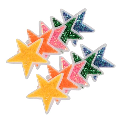 Hohopeti 10 Stück Teiliges Bestickte Stern Patches mit Pailletten Kleine Reparierende Aufnäher für Kleidung und DIY Farbenfrohe Langlebige Applikationen zum Annähen Mäntel Jacken Hosen und Hohopeti 10 Stück Teiliges Bestickte Stern Patches mit Pailletten Kleine Reparierende Aufnäher für Kleidung und DIY Farbenfrohe Langlebige Applikationen zum Annähen Mäntel Jacken Hosen und von Hohopeti