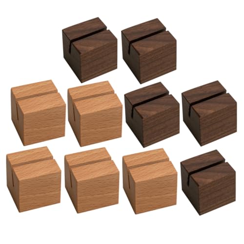 Hohopeti 10 Stück Teiliges Holz Kartenständer Name Cards Display Halterung aus und Walnussholz mit Schrägschnitt als Business Card Holder Base Tischkartenhalter von Hohopeti