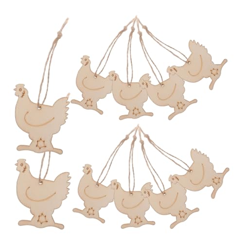Hohopeti 10 Stück Teiliges Holz hühneranhänger zum Bemalen Natürliche DIY holzdeko für Robustes Material Vielseitig als Party Wohnaccessoire Fördert Kreativität und Gemeinsames Basteln von Hohopeti