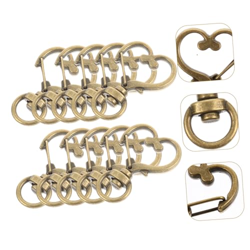 Hohopeti 10 Stück Teiliges Karabinerverschlüsse mit Drehbarem Ring Bronzefarbene Herz spring snap haken Schlüsselanhänger für DIY Schlüsselbänder und Anhängerschlaufen von Hohopeti