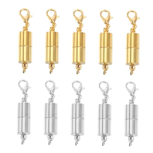 Hohopeti 10 Stück Teiliges Magnetische Kettenverschlüsse aus Edelstahl Schmuckverlängerungen für Halsketten und Armbänder Langlebig Einfach zu Bedienen in Gold und Silber für DIY von Hohopeti