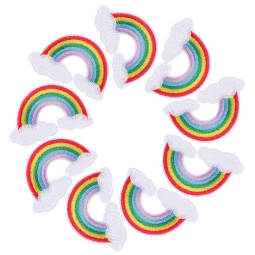 Hohopeti 10 Stück Teiliges Regenbogen wolken Bügelbild Bestickte Aufnäher zum Aufbügeln Dekorative Patches für Kleidung Jeans Rucksäcke DIY Reparatur und Verzierung Waschbar und Langlebig von Hohopeti