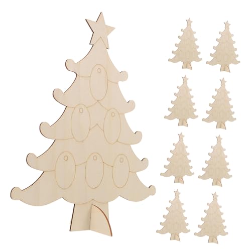 Hohopeti 10 Stück Teiliges Weihnachtsbaum Holz Dekorationen Unbehandelte Blanko Holzstücke Mini Baumformen DIY Bastelmaterial für Familien Kreative Weihnachtsdeko von Hohopeti