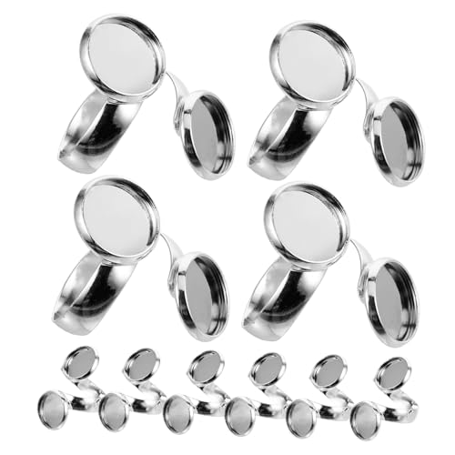 Hohopeti 10 Stück Verstellbare Ringrohlinge aus Vollkupfer DIY Schmuckherstellung Ringbasen mit Glatter Oberfläche für Individuelle Fingerringe Silberfarben von Hohopeti