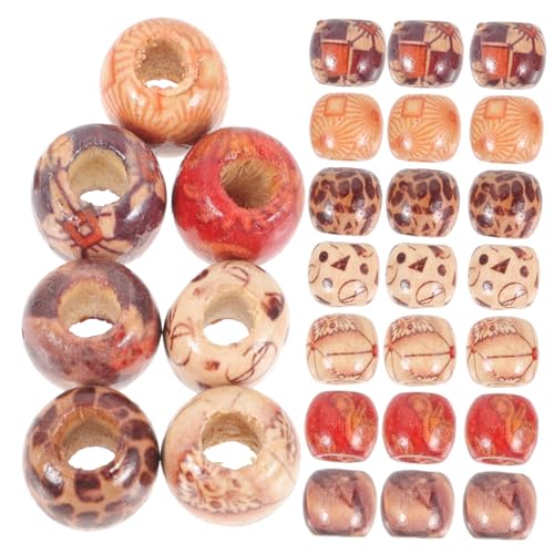 Hohopeti 100 Stück Bunte Holzperlen Haarschmuck für Zöpfe und Dreadlocks Natürliche Holzkugeln zum Flechten DIY Haar Bartschmuck Glatte Oberfläche Vielseitige Flecht accessoires von Hohopeti