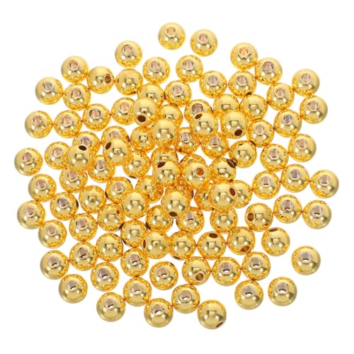 Hohopeti 100 Stück Goldfarbene Runde Spacer Perlen mit Glücksdesign Nahtlose Glatte Metalllose Quetschperlen für DIY Schmuckherstellung Armbänder Halsketten Ohrringe Basteln von Hohopeti