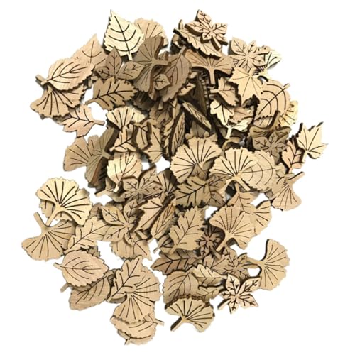 Hohopeti 100 Stück Handbemalte Holzblätter für DIY Basteln Langlebige Vintage holzplatten mit Cartoon design Ungiftiges Malmaterial für Kunsthandwerk und Kreative Dekoration von Hohopeti