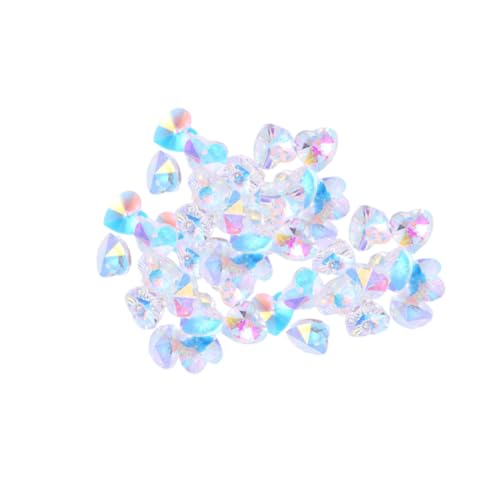 Hohopeti 100 Stück Herzförmige Glasperlen Anhänger DIY Schmuck Zubehör Charm Pendant für Ohrringe Halsketten Basteln Kreative Bunte Glasdrill Schmuckanhänger von Hohopeti