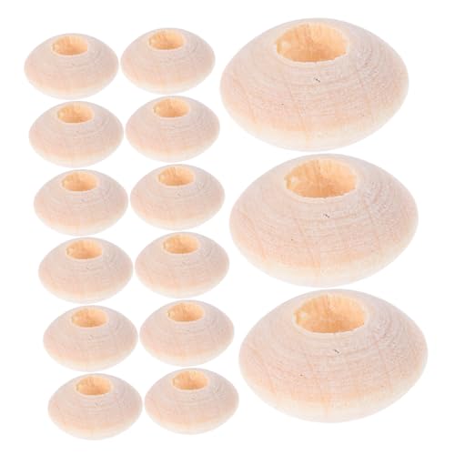 Hohopeti 100 Stück Holz Perlen Flach Rund Naturbelassen Holzscheiben Rondelle Spacer Perlen für DIY Armband Halskette Schmuckherstellung von Hohopeti