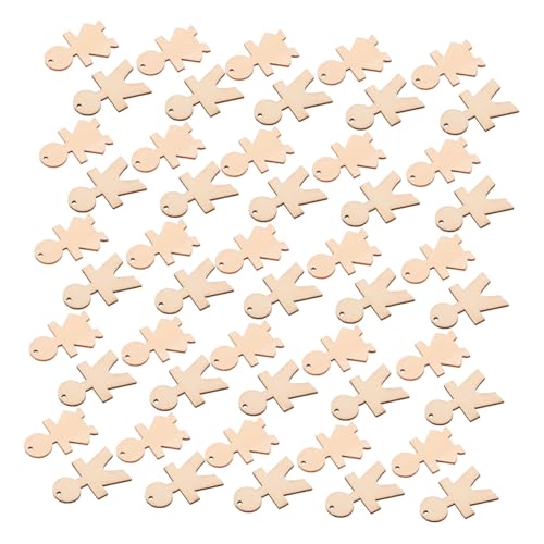 Hohopeti 100 Stück Holzfiguren Ausschnitte Jungen Mädchen Formen Roh Holzteile für Basteln DIY Deko Schulprojekte Kreativ Supplies von Hohopeti
