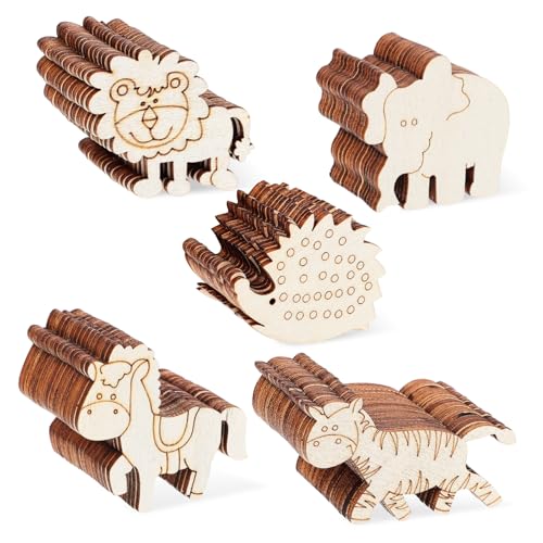 Hohopeti 100 Stück Holzformen Tiere Bastelholz Rohlinge zum Bemalen Unbehandelte Holzfiguren für DIY Kunsthandwerk Dekoration Naturmaterialien Holzstücke für Kreative Projekte von Hohopeti