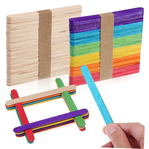 Hohopeti 100 Stück Holzstäbe zum Basteln Naturholz Bunte Sticks Glatt Poliert DIY Kreativarbeiten Waxing Sticks Holz Craft Stiele für Kunstprojekte von Hohopeti