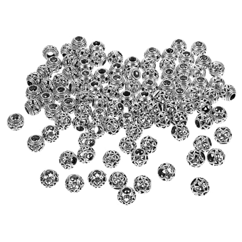 Hohopeti 100 Stück Metall Spacer Perlen mit Großem Loch Hohlrund Retro Vielseitig für DIY Schmuckherstellung Armbänder Halsketten Originelles Design Einfaches Auffädeln von Hohopeti